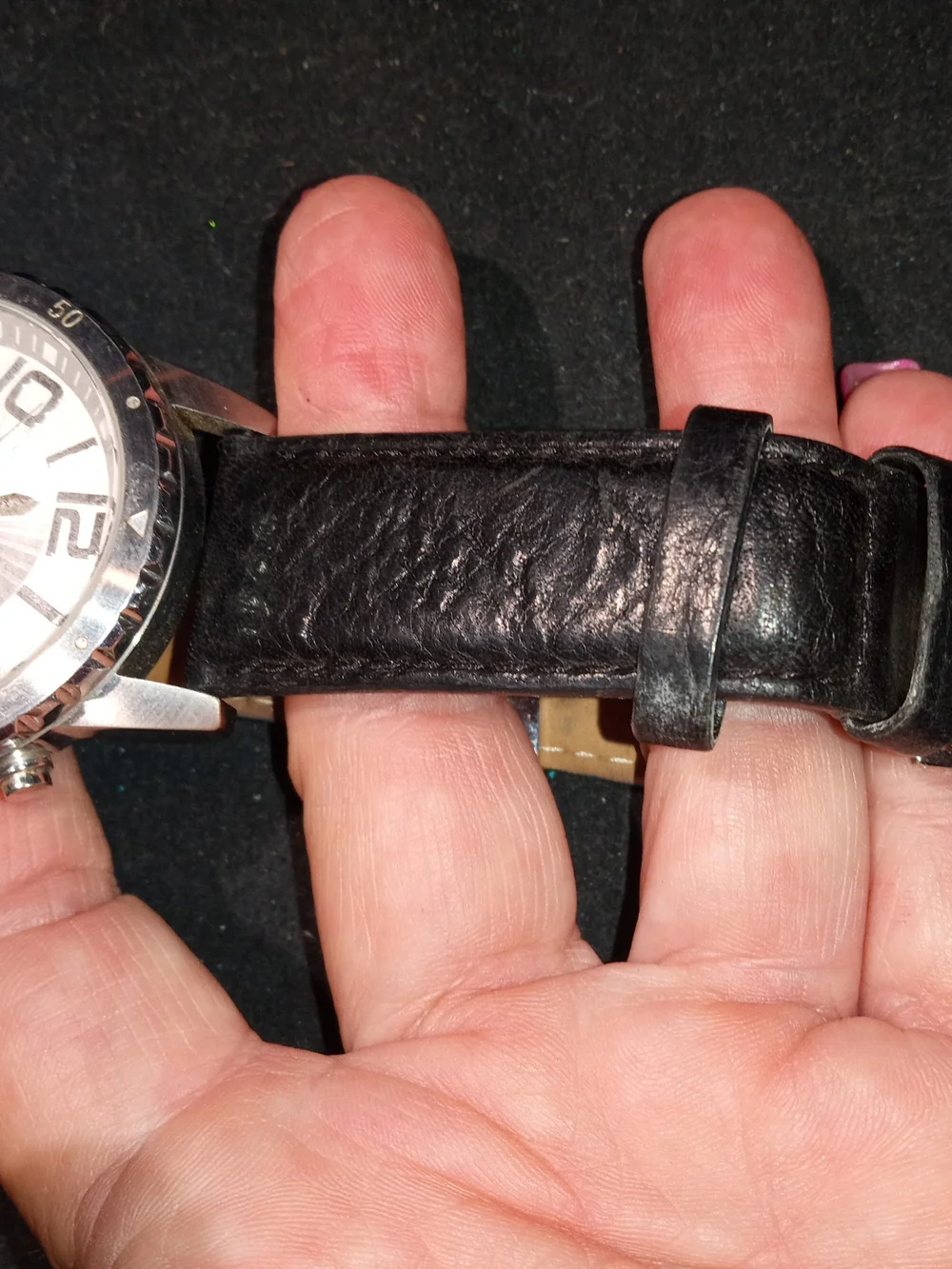 Rare-Silpada Silver Dial Watch with Black Leather Strap